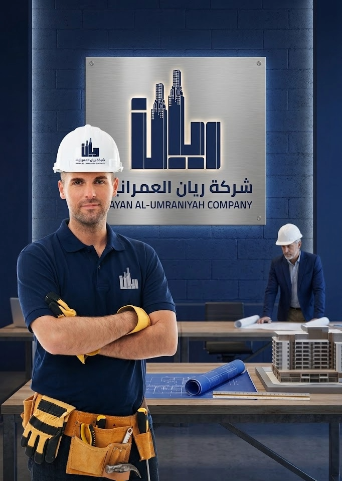 فريق عمل شركة ريان العمرانية في موقع إنشائي
